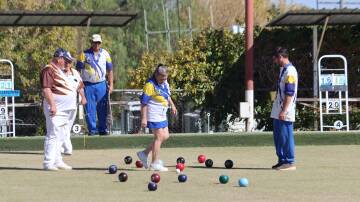 Canowindra 7s players Nigel Knight, Leanne West and Ken Perry assess the state of play at Woodstock last weekend. Photo Linda Woods.