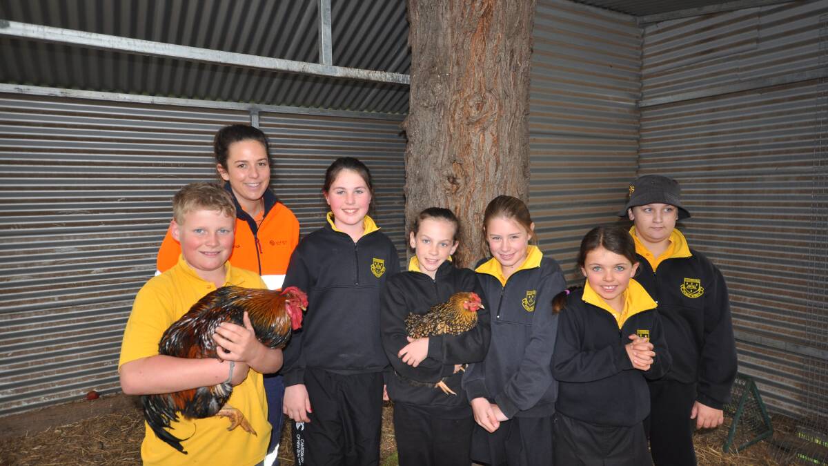 CVO Community Relations Officer, Emma Pratten takes a tour of Canowindra Public Schools chicken coop.