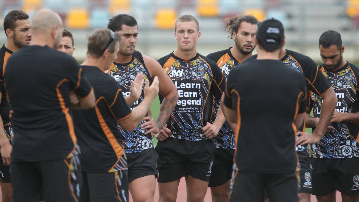 NUMBER ONE: Jack Wighton, pictured in camp with the Indigenous All Stars in 2013, will line-up in an international-looking backline in next year's All Stars fixture. Photo: NRL