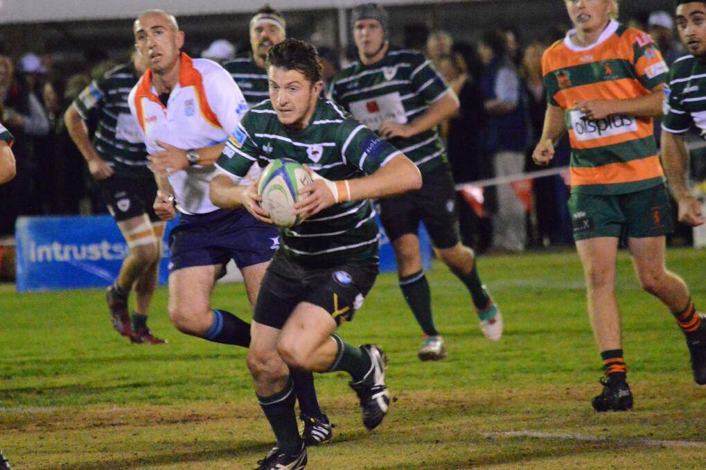 FOUR ON THE FLOOR: Emus centre Carter Hirini scored four tries in his side's 101-point thumping of the Parkes Boars. Photo: MATT FINDLAY