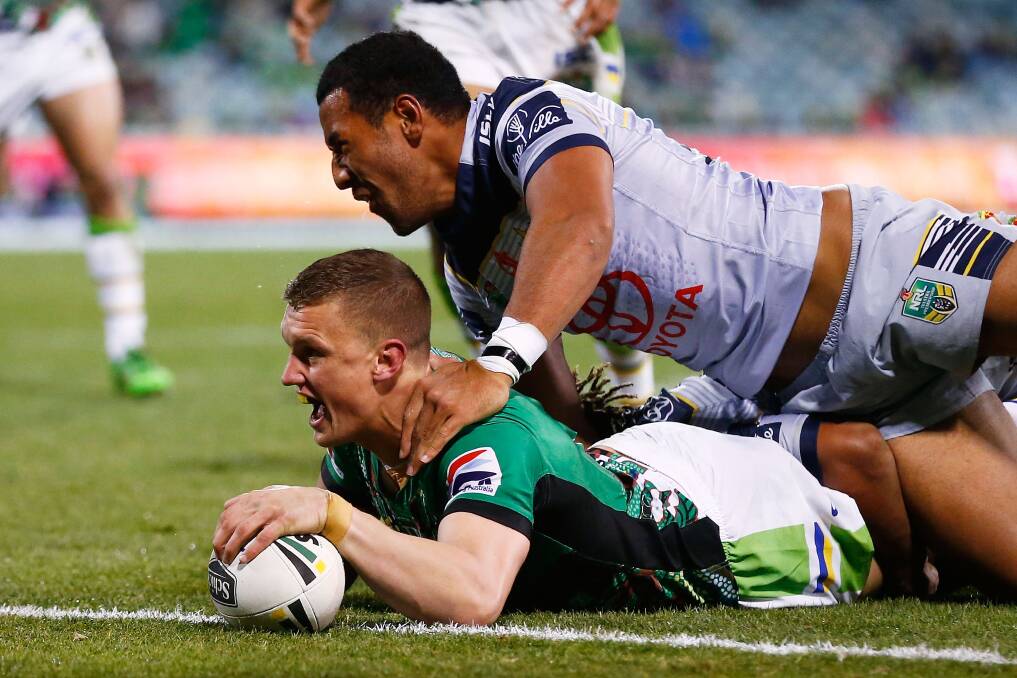 ANOTHER OPPORTUNITY: Orange's Jack Wighton, pictured scoring for Canberra against North Queensland last year, was named at fullback in an incredible Indigenous All Stars side on Wednesday. Photo: GETTY IMAGES