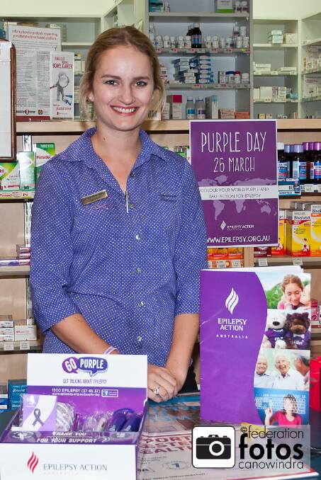 Samantha Boog at Canowindra Pharmacy has organised an information and fundraising day to promote awareness of epilepsy. Photo by Federation Fotos.