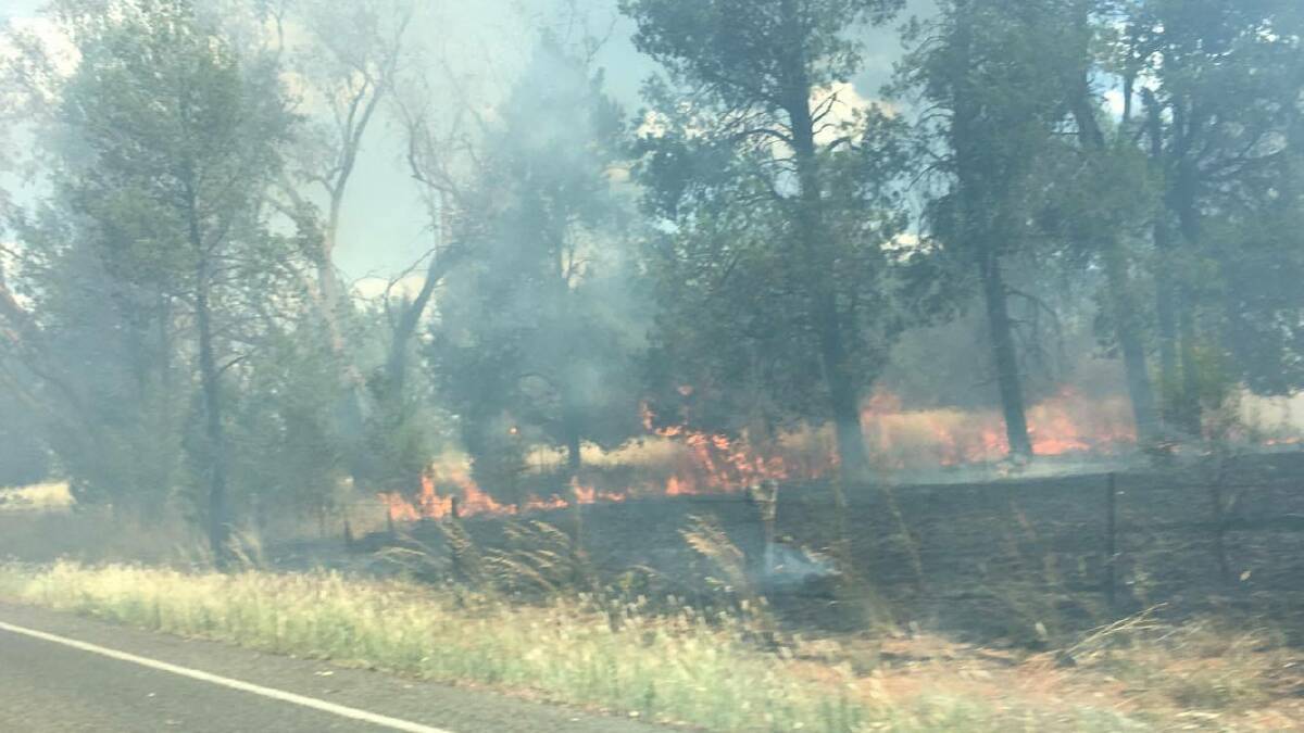 A grass fire is being controlled by NSW Rural Firefighters about eight kilometres west of Canowindra on the Eugowra Road.
