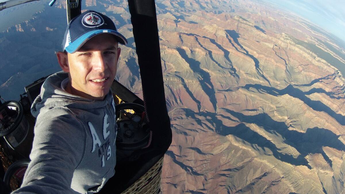 Steve Campbell takes a selfie while floating over the Grand Canyon in a hot air balloon recently. Photo contributed.