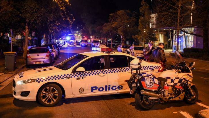 Emergency services at the scene of a "deliberate" attack Merrylands Police Station. Photo: Wolter Peeters