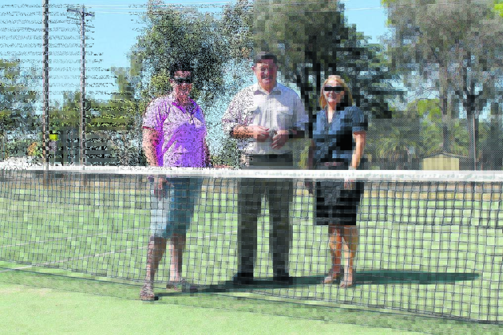 Jane Atkinson, John Cobb and Kylie Pull at the Canowindra Tennis Club.