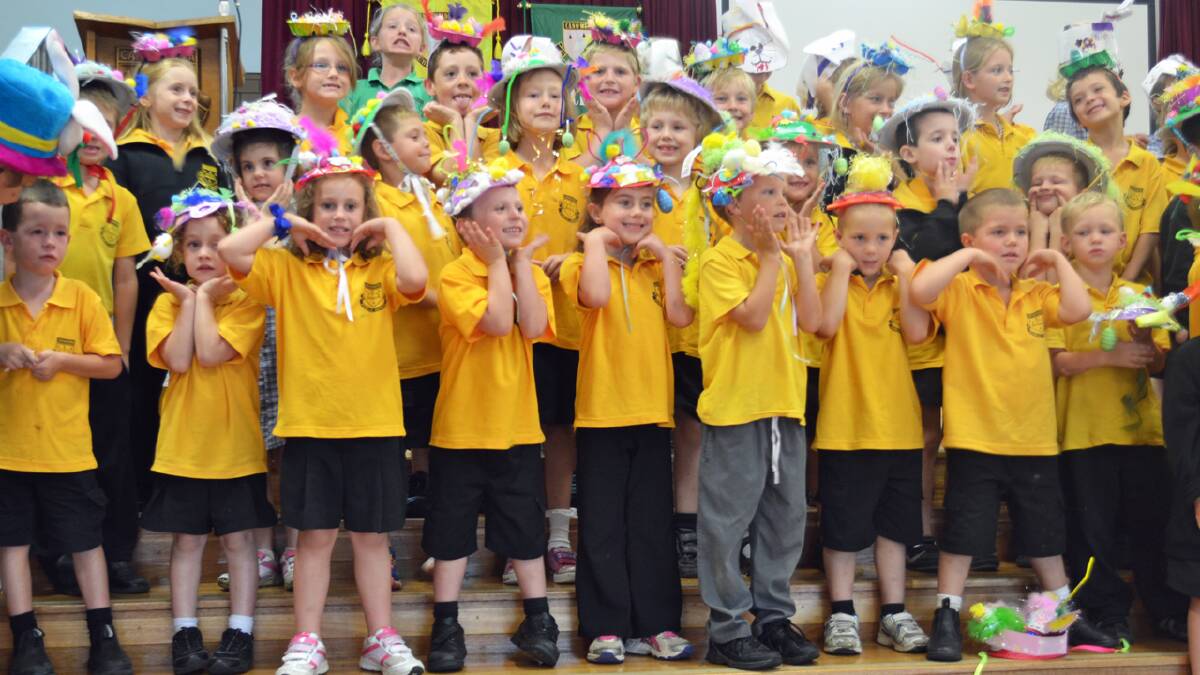 The students topped off their parade with a musical performance.