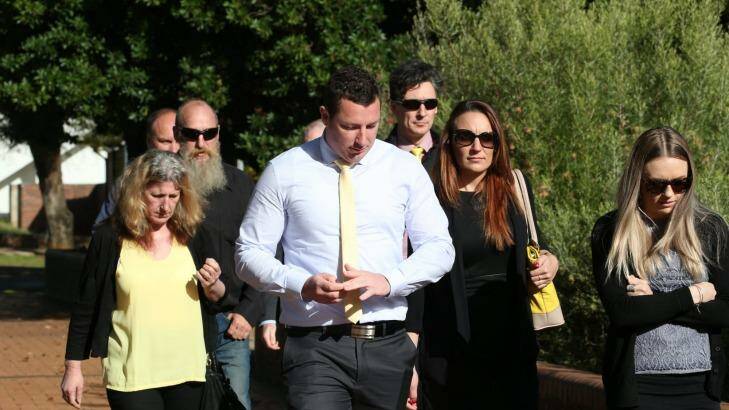 Aaron Leeson-Woolley, who was the fiance of Stephanie Scott, arrives at Griffith Court. Photo: Anthony Stipo