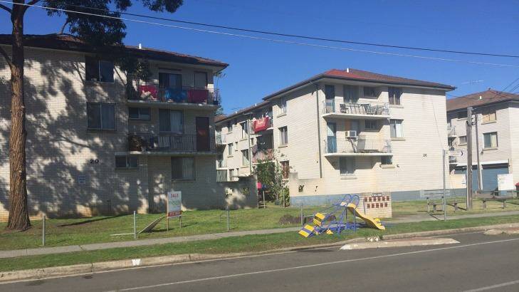 The 14-year-old boy stumbled up to this unit block on Wilga Street in Fairfield after being stabbed in August. Photo: Ava Benny-Morrison