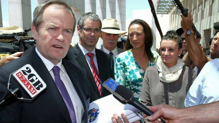 Tasmanian senator Jacqui Lambie (right) has accused Bill Shorten of deceiving her over her push for a new ferry service.  Photo: Alex Ellinghausen