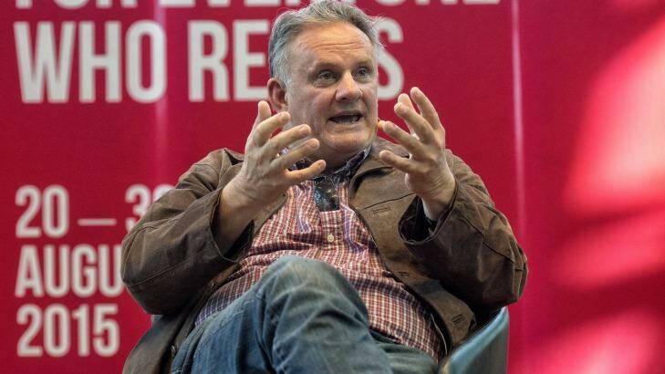 Cue mayhem: Mark Latham speaking at the Melbourne Writers Festival. Photo: Luis Ascui