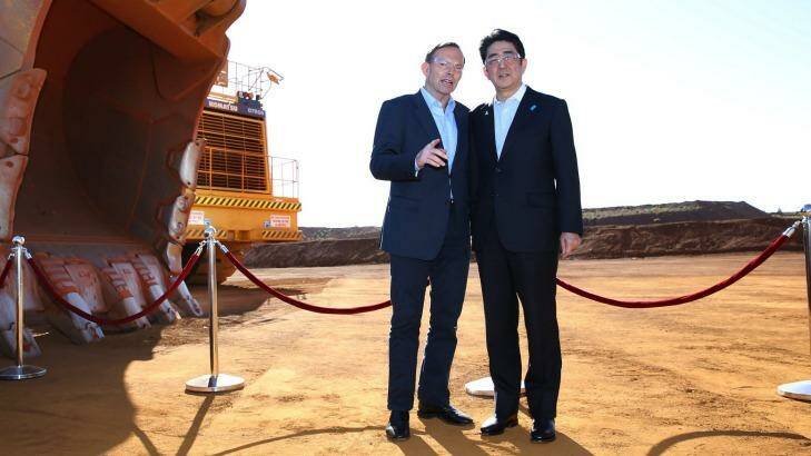 Tony Abbott with Japanese Prime Minister Shinzo Abe. Photo: Gary Ramage