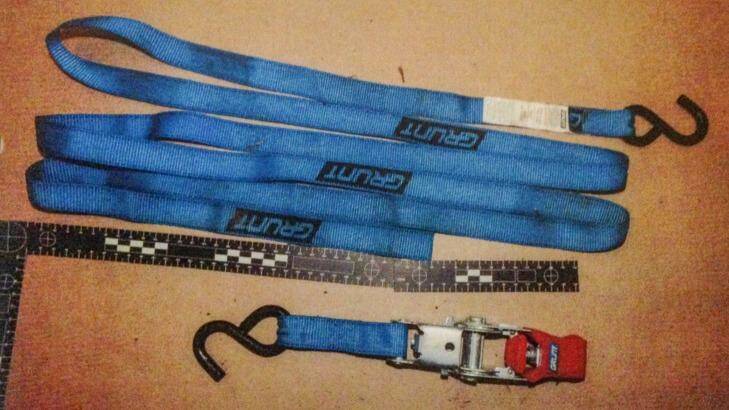 Ratchet ties found inside the shed where the boy was tied up. Photo: NSW Police