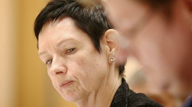 Carol Mills, Department of Parliamentary Services Secretary, during an earlier estimates hearing. Photo: Alex Ellinghausen