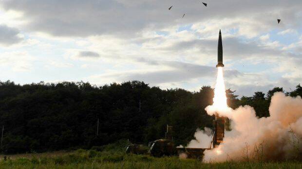 South Korea's Hyunmoo II ballistic missile is fired during an exercise at an undisclosed location in South Korea earlier this month. Photo: Handout/AP
