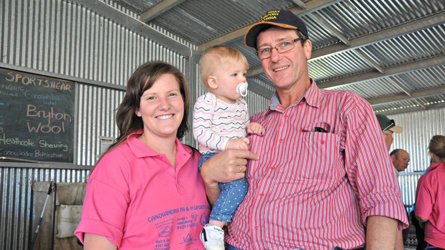 Claire Bray, Ada Duff and Doug Madin take in the Open Wool Handling at last year's show. File photo. 