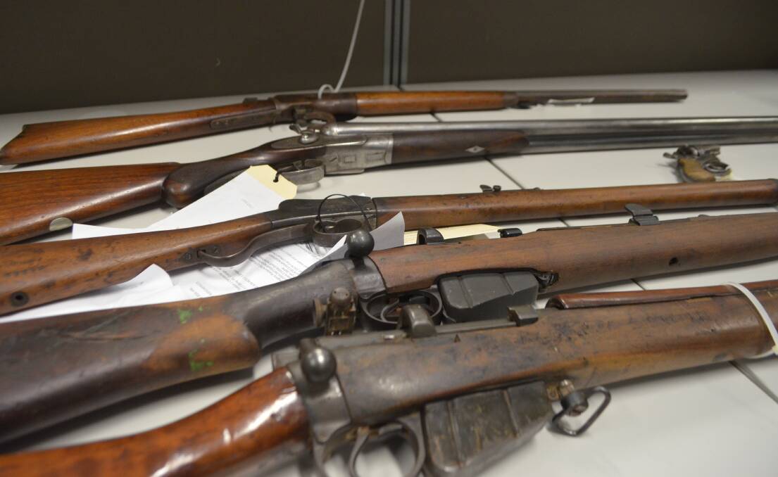 Lever actions, bolt actions, a double barrelled shotgun and a single-shot army cadet rifle are among 53 firearms surrendered to police. Photo: DECLAN RURENGA
