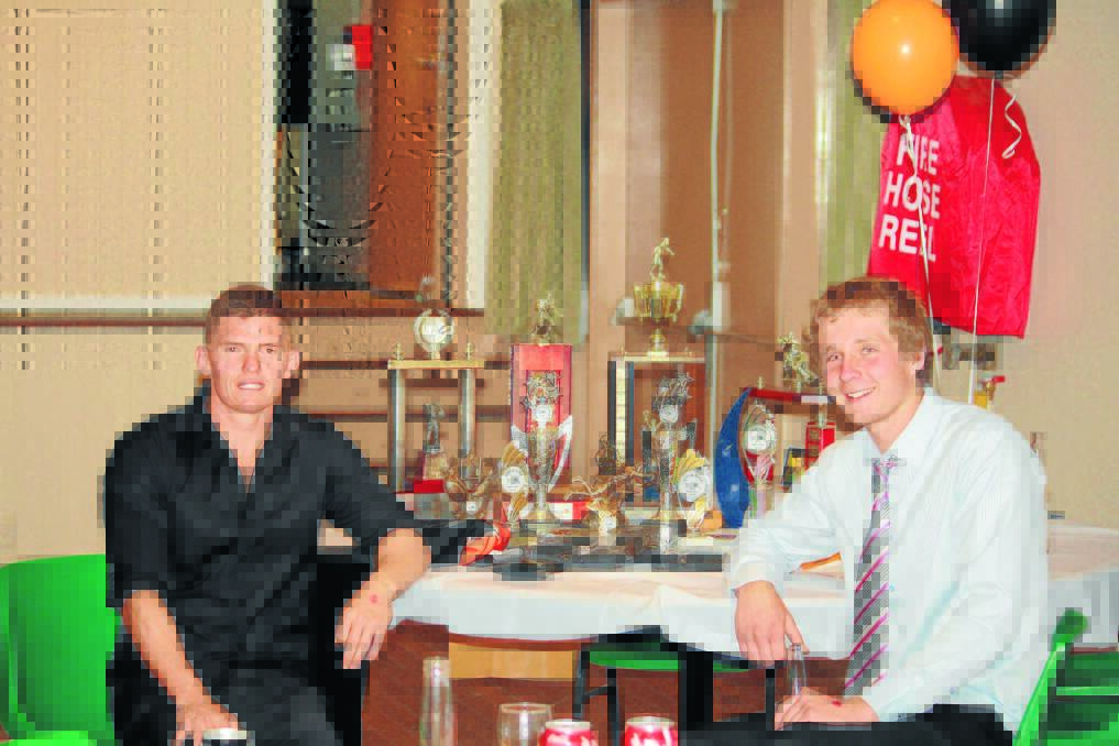Brenton Woolley (right) and Nick Willson stole the show at the Canowindra Tigers presentation evening. Brenton received: Josh Lynch Medal for Best and Fairest, equal Players Player, equal David Cooper Most Tackles Defensive Award, 100% Participation and Club Player of the Year. Nick received: Josh Lynch Medal runner up for Best and Fairest, Rookie, equal Most Tries, equal Players Player and 100% Participation