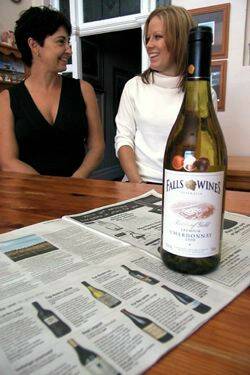 Zoe Kennedy and Kaycee Norem, with The Falls Chardonnay that wine expert Huon Hooke featured as Top Aussie Pick in the Sydney Morning Herald.