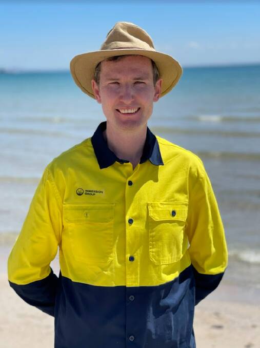 Immersion Group chief executive Scott Elliott is cultivating seaweed at Portarlington in Victoria to make an additive for livestock feed to reduce methane emissions. Picture supplied
