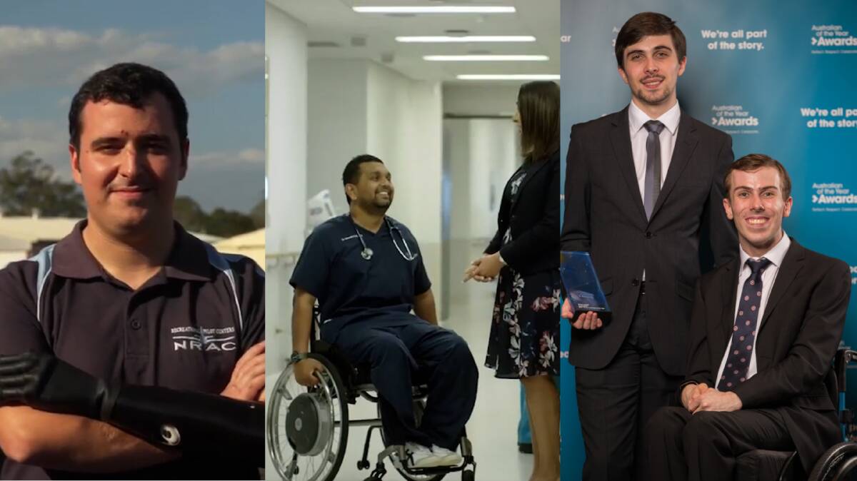 Pilot Nathan Parker (left), Dr Dinesh Palipana (middle) and conservationists William and Daniel Clarke (right) explained the importance of International Day of People with Disability. 