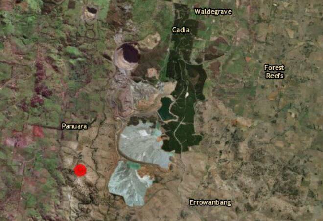 NEARBY: The earthquake's location relative to Newcrest Mining's Cadia Valley Operations. IMAGE: GEOSCIENCE AUSTRALIA