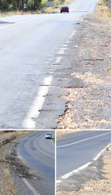 ROUGH ROAD: Three sections of Cargo Road between Orange and Nashdale showing  damage to the surface. Photos: JUDE KEOGH  