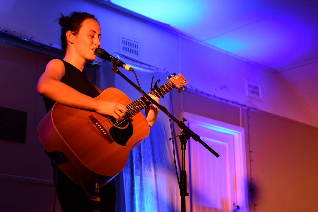 Locally born musician and multi-instrumentalist Gordi played to a crowd of more than 200 at Canowindra's Moorbel Hall on Sunday evening. Photo: Ben Rodin