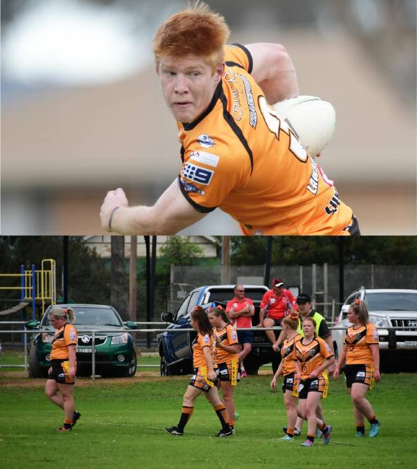 TEAM COLOURS: Regan Hughes (top) was a key contributor in the Tigers' Sunday win, while the League Tag side (pictured earlier in the year), had a competitive loss.Top Photo: RS Williams. 