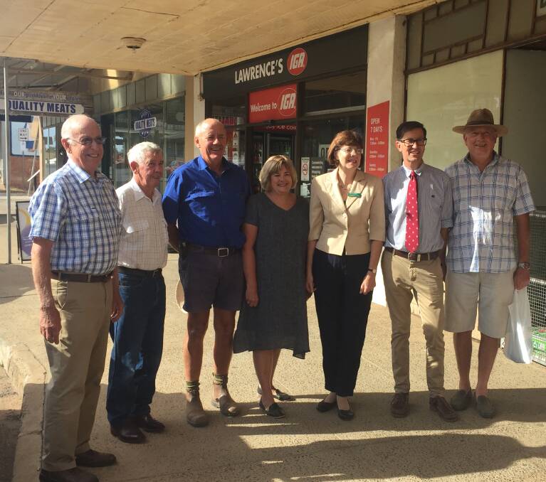 Nationals candidate for Orange, Kate Hazelton, with members of the Canowindra District Community Bank Steering Committee, at Friday's funding announcement. Photo: Ben Rodin