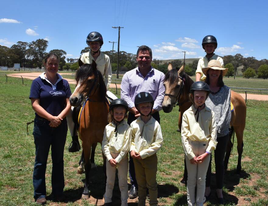 (Back) Rebecca Brown, President of the Pony Club, Isabelle Brown, Member for Orange, Phil Donato, Josie Brown, Pony Club Vice President Tamara Pearce. (Front) Charlotte Pearce, Hunter Pearce and Audrey Pearce.