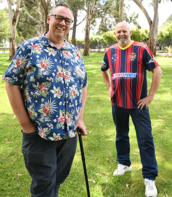 THANKFUL: Scott Preston with friend and colleague Peter Hargraves who set up a GoFund Me page for a full hip replacement. Photo: JUDE KEOGH