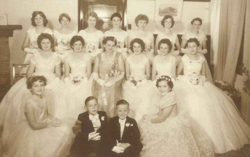 Debutantes, their partners, page boys and flower girls from the Canowindra Catholic Ball Debutante Ball of 1958. Photo contributed.