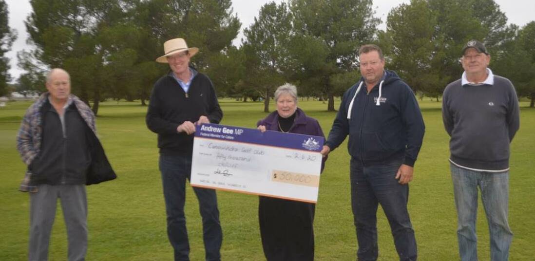 Cabonne Councillor Kevin Walker, member for Calare Andrew Gee, Cabonne Councillor Jenny Weaver,, President of the Canowindra Club Paul McKenzie and David Carman.