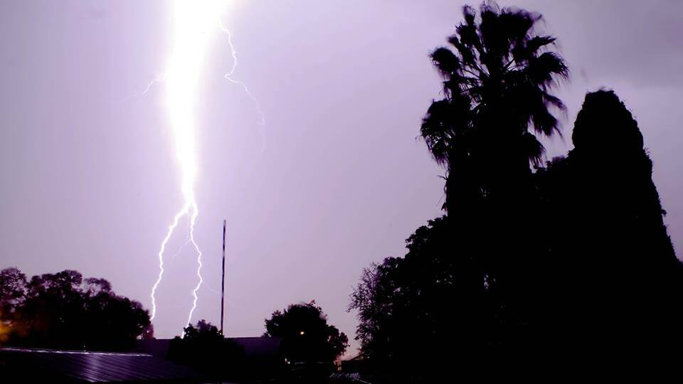 A lightning strike from last Thursday. Photo by Robin Dale.