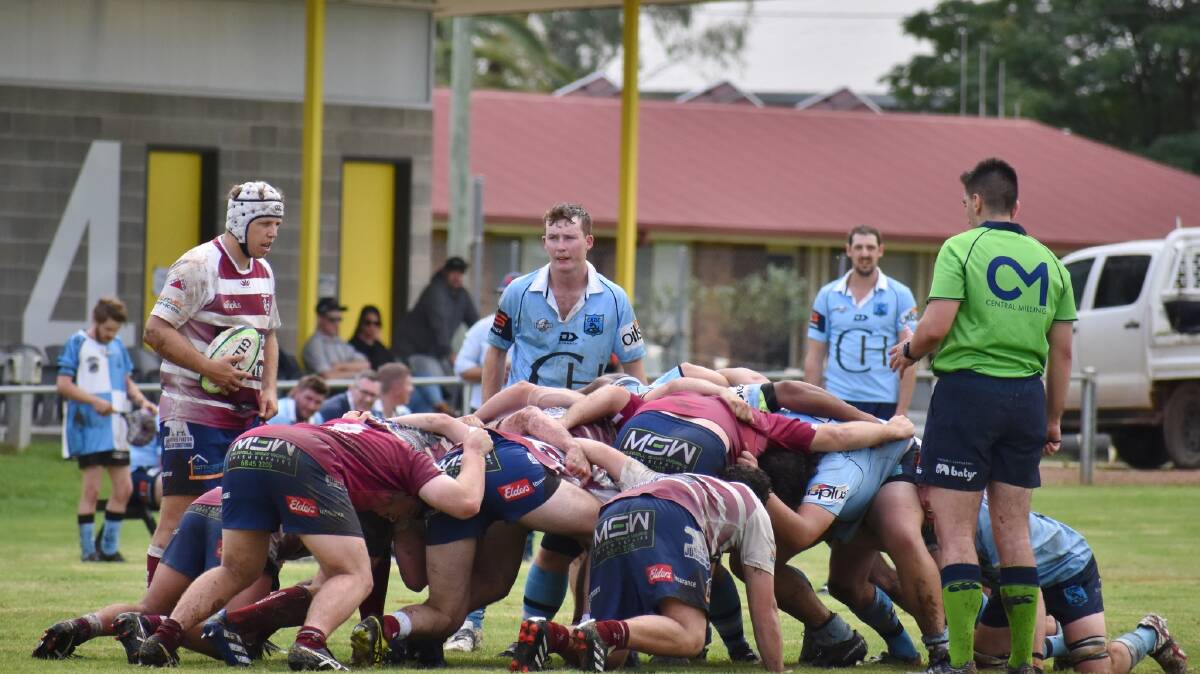 The Pythons scrum held its own for long periods against the reigning premiers. Photo Jen Sheridan.