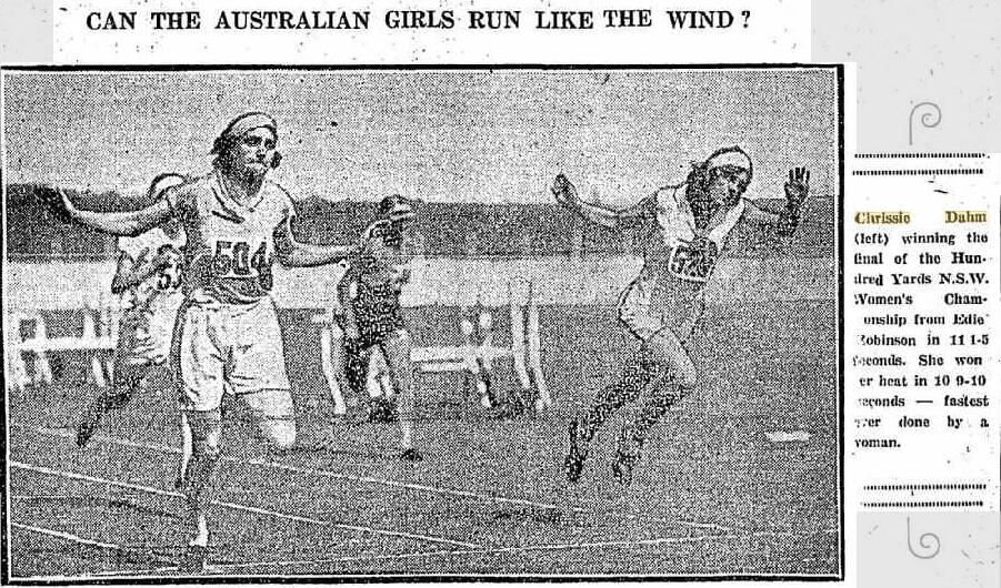The Referee's reporting of Chrissie Dahm's 1930 NSW title win.