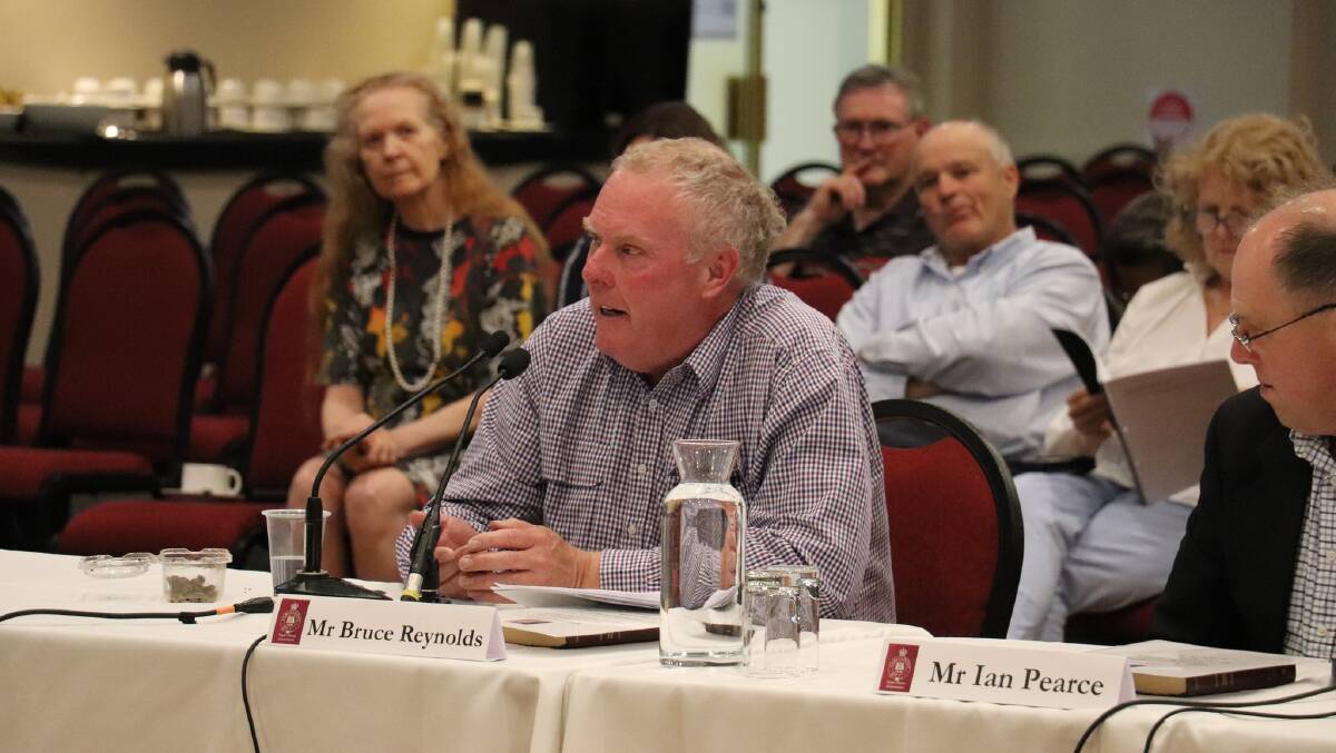 Bruce Reynolds speaking at the parliamentary inquiry into the mining industry held at the Orange Ex-Services' Club. Picture by NSW Legislative Council