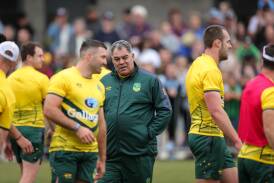Mal Meninga (centre) with the Australian Kangaroos at Lavington Sportsground No. 2.
Picture by James Wiltshire