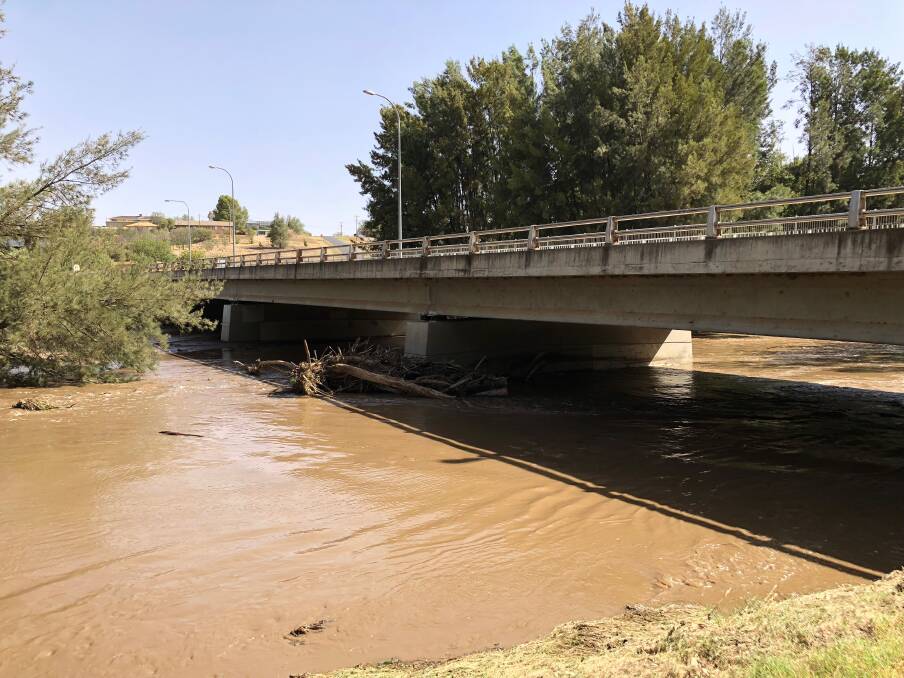 Recent rain caused the Belubula River to break its banks on Monday. 