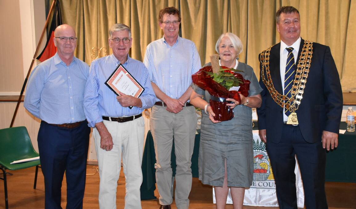 2020 Ambassador Peter Herbert, Mark Ward, Andrew Gee MP, Anne Ward and Cr Kevin Beatty at last year's ceremony. File photo. 