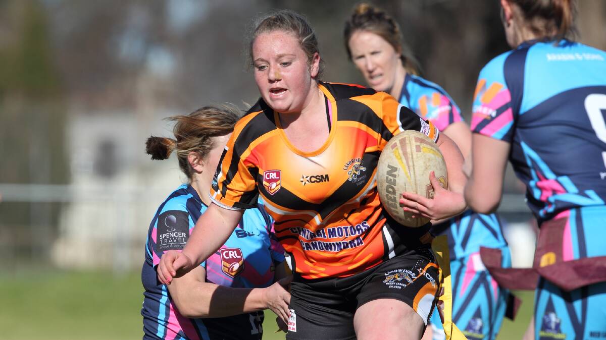 Brittney Whatman in action for the Canowindra league-tag side during last season's Woodbridge Cup competition. Photo by Riva Potter