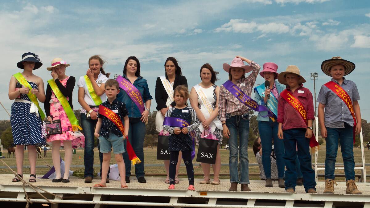 Junior and senior Showgirl entrants pictured at last year's Canowindra Show.