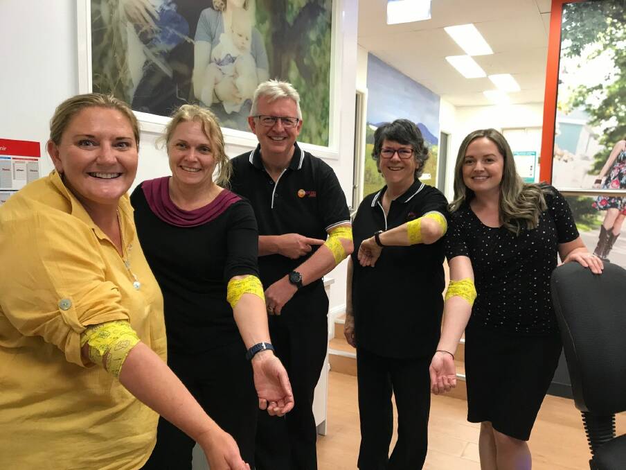 Westfund's Fiona Patterson, Kylie Kearney, Ray Dally, June McLeish and Nicole Buesnel selected blood donation as their Community Day initiative. Image: Supplied.