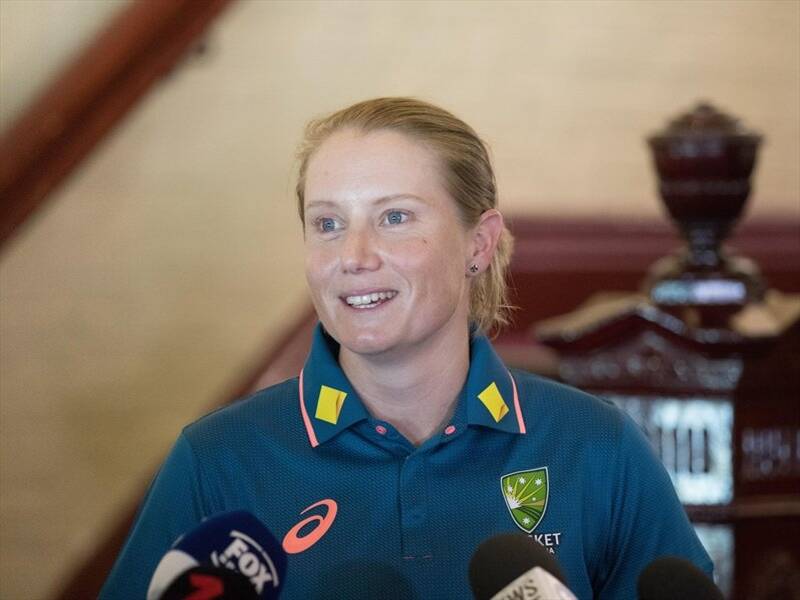 Alyssa Healy addresses media during the announcement of her captaincy. (Brent Lewin/AAP PHOTOS)