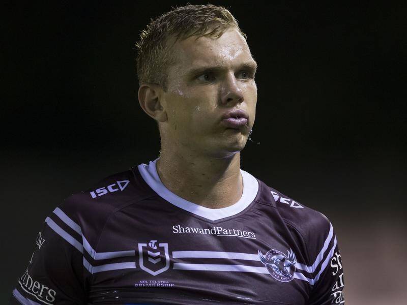 Tom Trbojevic was injured in Manly's NRL trial loss to Cronulla at Shark Park.