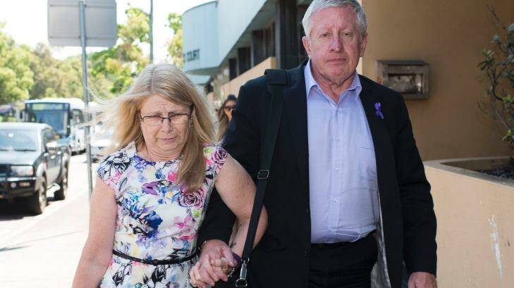 Faye and Mark Leveson leaving the Glebe Coroners Court on Thursday. Photo: Christopher Pearce