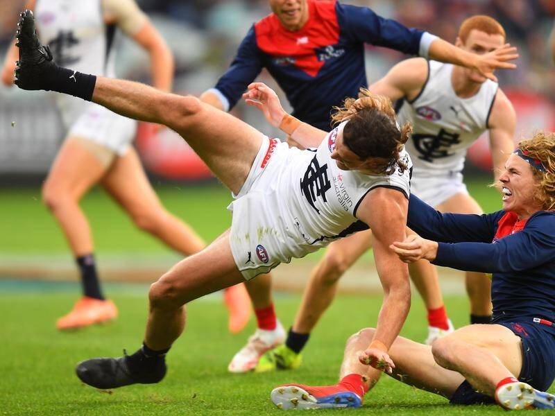 Melbourne have stretched their unbeaten start to the AFL season, accounting for Carlton at the MCG.