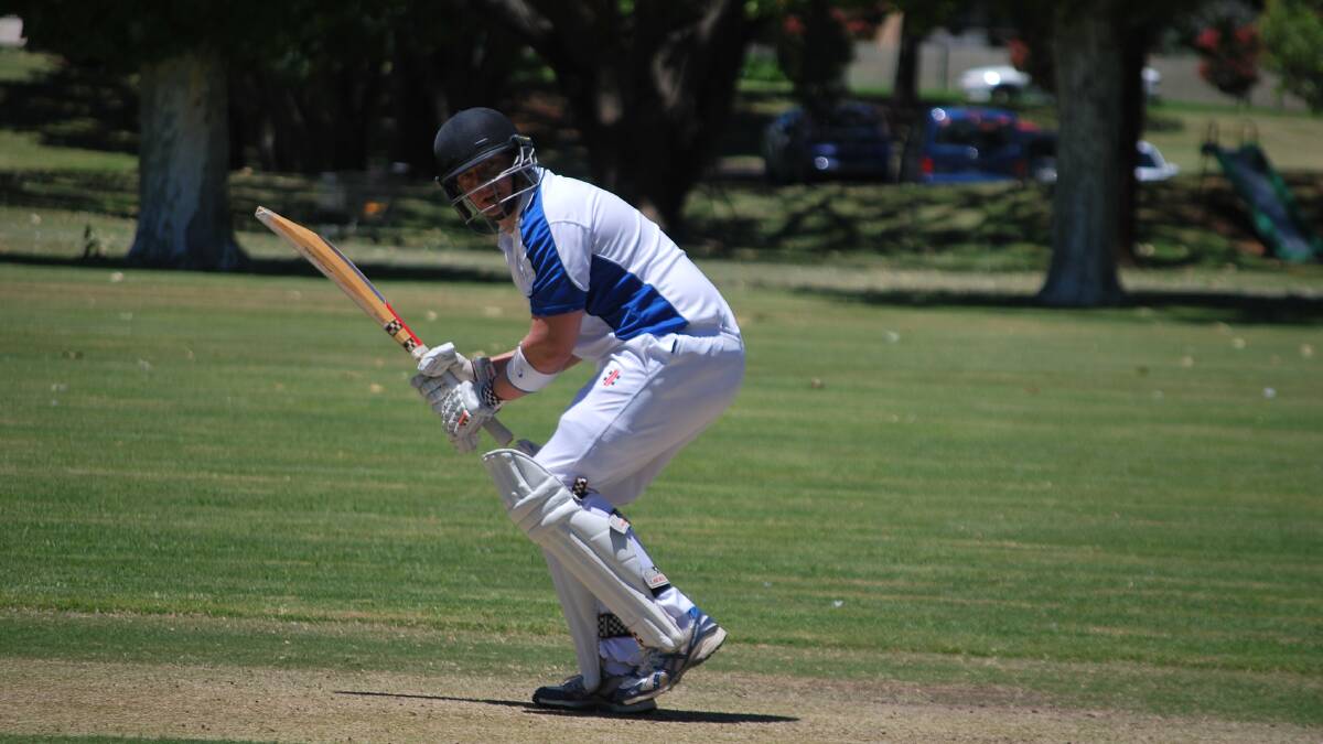 Man of the match Kris Scelly pictured batting in his innings of 28.