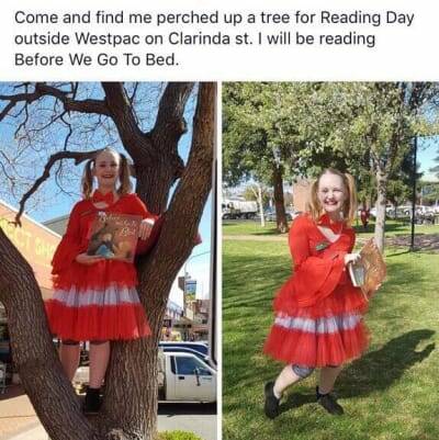 TAKEN DOWN: Nationals candidate for Orange Yvette Quinn has since deleted this post from her Facebook page that was made during a community reading day in Parkes on Friday.
